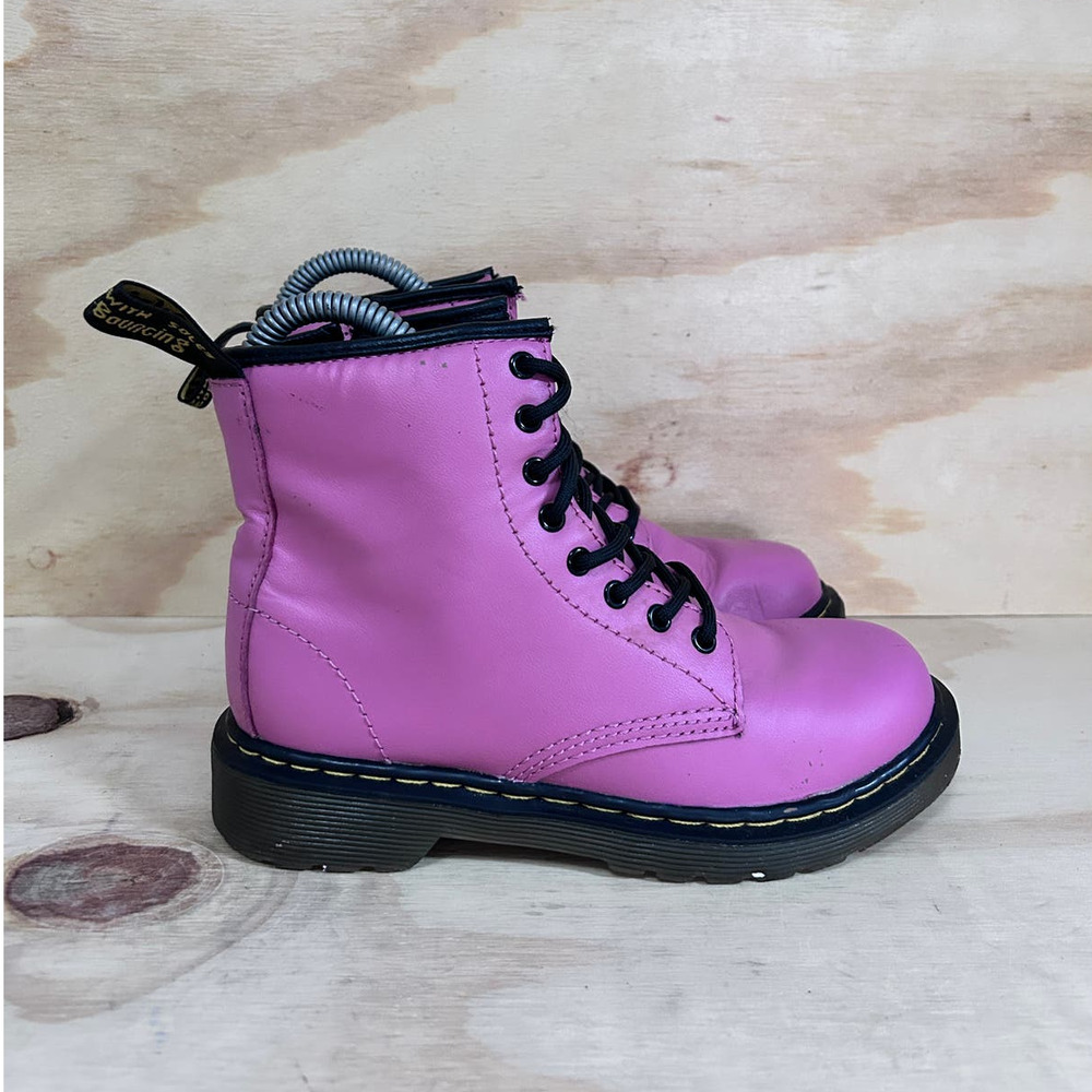 Dr. Martens - Delaney - Leather Lace Up Boots - Pink - Kids Little Girl's - 1